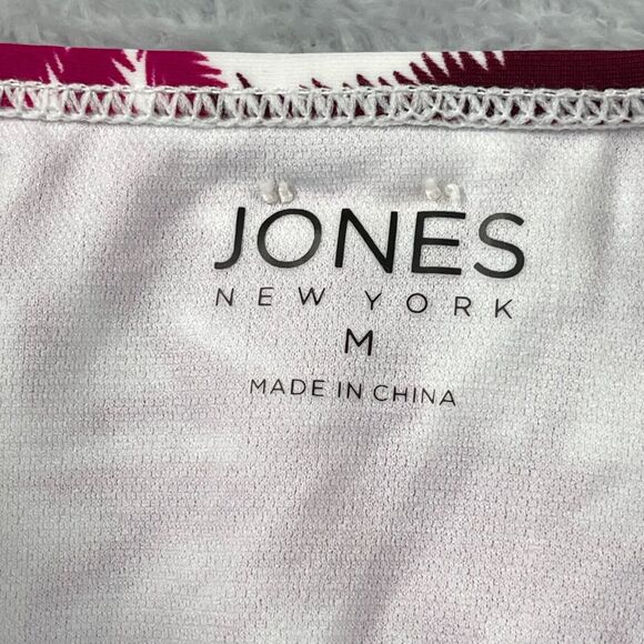 Jones New York Swimsuit Medium Fuchsia Palm Tree Ruffle Sleeve Bandeau Neck - Picture 5 of 13